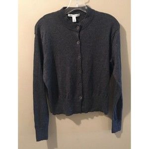 Autumn Cashmere Gray Cardigan 100% Pure Cashmere Sweater Buttons Women's Sz L